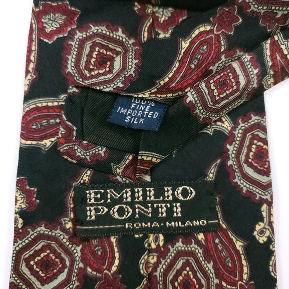 Emilio Ponti Men Necktie 100% Silk Paisley Size 67x3.5 - NWOT - Picture 5 of 6